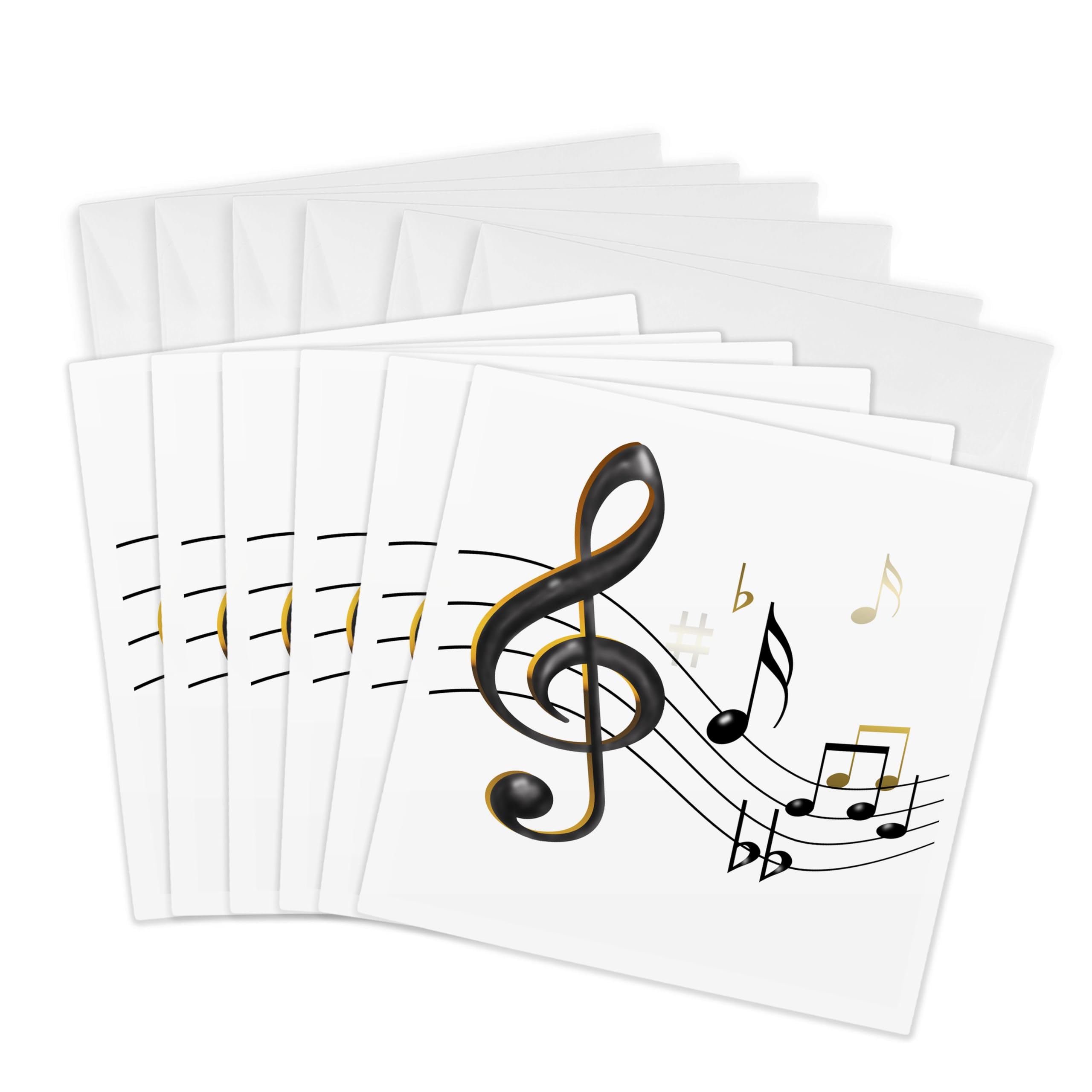 Amazon.com : 3dRose Music notes Clef - Greeting Cards, 6 x 6